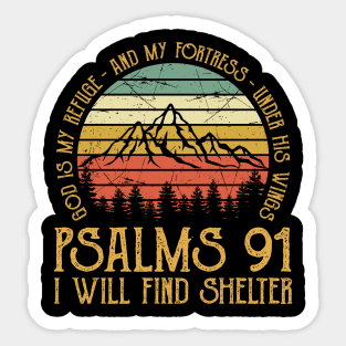 Vintage Christian God Is My Refuge And My Fortress Under His Wings I Will Find Shelter Sticker